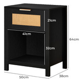 Hoxton Room Alira Rattan 1 Drawer Bedside Table