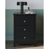Hoxton Room Stephan Bed Frame &amp; Black Geoffrey Bedside Table Set