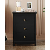 Hoxton Room Stephan Bed Frame &amp; Black Geoffrey Bedside Table Set