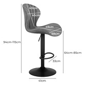 Hoxton Room Grey Deston Adjustable Bar Stools
