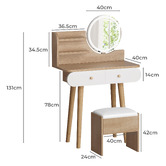 Hoxton Room 2 Piece Carina Dressing Table &amp; Stool Set