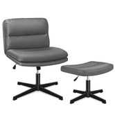 Hoxton Room 2 Piece Gregorie Faux Leather Office Chair &amp; Ottoman Set