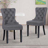 Hoxton Room Faust Tufted Pine Wood Dining Chairs