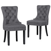 Hoxton Room Faust Tufted Pine Wood Dining Chairs