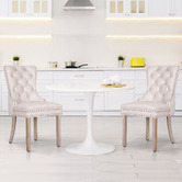 Hoxton Room Faust Tufted Pine Wood Dining Chairs