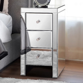 Hoxton Room Allia 3 Drawer Mirrored Bedside Table