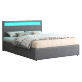 Hoxton Room Grey Caledon Upholstered Gas Lift Storage Bed with LED