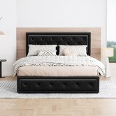 Hoxton Room Black Hoyce Faux Leather Gas Lift Bed
