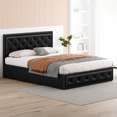 Hoxton Room Black Hoyce Faux Leather Gas Lift Bed