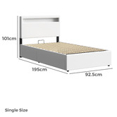 Hoxton Room White Caledon PU Leather Gas Lift Storage Bed with LED