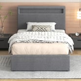 Hoxton Room Grey Caledon Upholstered Gas Lift Storage Bed with LED