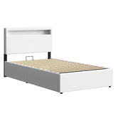 Hoxton Room White Caledon PU Leather Gas Lift Storage Bed with LED
