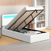 Hoxton Room White Caledon Boucle Gas Lift Storage Bed with LED