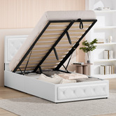Hoxton Room White Hoyce Faux Leather Gas Lift Bed