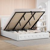 Hoxton Room White Hoyce Faux Leather Gas Lift Bed