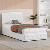 Hoxton Room White Hoyce Faux Leather Gas Lift Bed