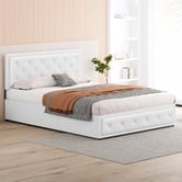 Hoxton Room White Hoyce Faux Leather Gas Lift Bed