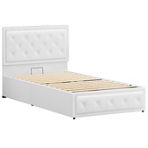 Hoxton Room White Hoyce Faux Leather Gas Lift Bed