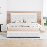Hoxton Room White Hoyce Faux Leather Gas Lift Bed