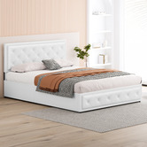 Hoxton Room White Hoyce Faux Leather Gas Lift Bed