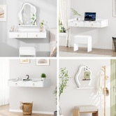 Hoxton Room 2 Piece Audrey Floating LED Dressing Table &amp; Stool Set
