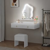 Hoxton Room 2 Piece Audrey Floating LED Dressing Table &amp; Stool Set