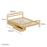 Hoxton Room Lyna Pine Wood Platform Bed with Drawers