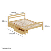 Hoxton Room Lyna Pine Wood Platform Bed with Drawers