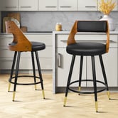 Hoxton Room Davian Faux Leather Swivel Bar Stools