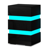 Hoxton Room Nazir 3 Drawer Bedside Table with LED Lights