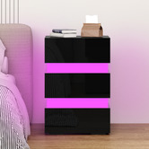 Hoxton Room Nazir 3 Drawer Bedside Table with LED Lights