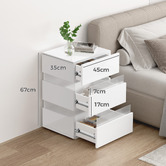 Hoxton Room Nazir 3 Drawer Bedside Table with LED Lights