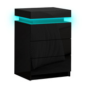 Hoxton Room Nova 3 Drawer Bedside Table with LED Light
