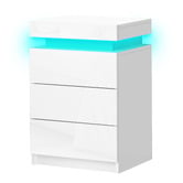 Hoxton Room Nova 3 Drawer Bedside Table with LED Light