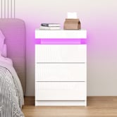 Hoxton Room Nova 3 Drawer Bedside Table with LED Light