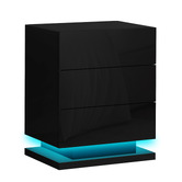Hoxton Room Nigel 3 Drawer Bedside Table with LED Light