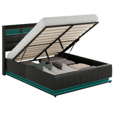 Hoxton Room Black Michel Faux Leather Gas Lift Storage Bed Frame with LED