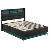 Hoxton Room Black Michel Faux Leather Gas Lift Storage Bed Frame with LED