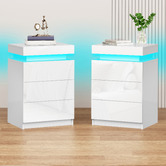 Hoxton Room Warren 3 Drawer LED Bedside Tables