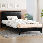 Hoxton Room Black Kyle Faux Leather Bed