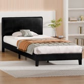 Hoxton Room Black Kyle Faux Leather Bed
