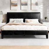 Hoxton Room Black Kyle Faux Leather Bed