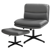 Hoxton Room 2 Piece Gregorie Faux Leather Office Chair &amp; Ottoman Set