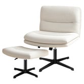 Hoxton Room 2 Piece Gregorie Velvet Office Chair &amp; Ottoman Set