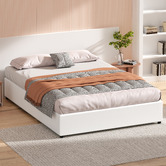 Hoxton Room White Tiago Faux Leather Gas Lift Bed Base