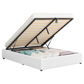 Hoxton Room White Tiago Faux Leather Gas Lift Bed Base