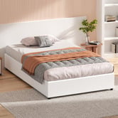 Hoxton Room White Tiago Faux Leather Gas Lift Bed Base