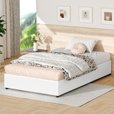 Hoxton Room White Tiago Faux Leather Gas Lift Bed Base
