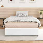 Hoxton Room White Tiago Faux Leather Gas Lift Bed Base