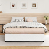 Hoxton Room White Tiago Faux Leather Gas Lift Bed Base